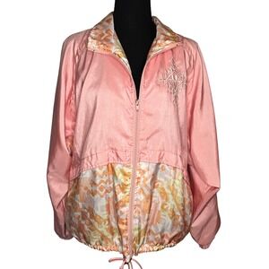 Vtg 90s Indications Pink Abstract Track Jacket Sz M Nylon Athleisure Windbreaker